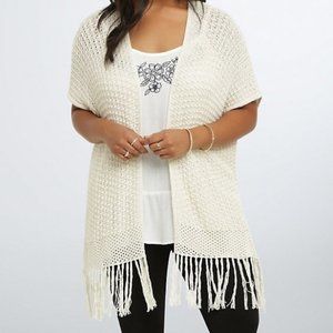 Torrid Knit Open Front Kimono with Fringe 2